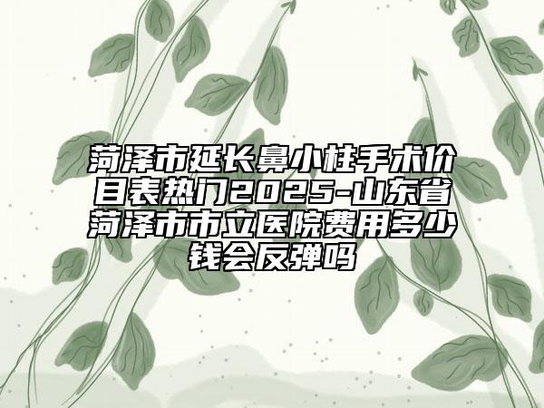 菏澤市延長(zhǎng)鼻小柱手術(shù)價(jià)目表熱門(mén)2025-山東省菏澤市市立醫(yī)院費(fèi)用多少錢(qián)會(huì)反彈嗎
