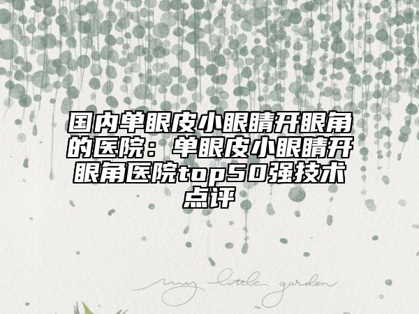 國(guó)內(nèi)單眼皮小眼睛開眼角的醫(yī)院：?jiǎn)窝燮ば⊙劬﹂_眼角醫(yī)院top50強(qiáng)技術(shù)點(diǎn)評(píng)