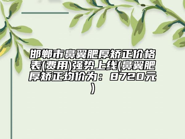 邯鄲市鼻翼肥厚矯正價格表(費用)強(qiáng)勢上線(鼻翼肥厚矯正均價為：8720元)