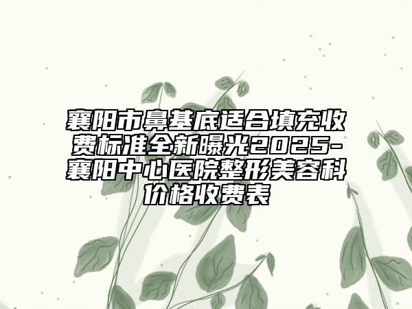 襄陽(yáng)市鼻基底適合填充收費(fèi)標(biāo)準(zhǔn)全新曝光2025-襄陽(yáng)中心醫(yī)院整形美容科價(jià)格收費(fèi)表