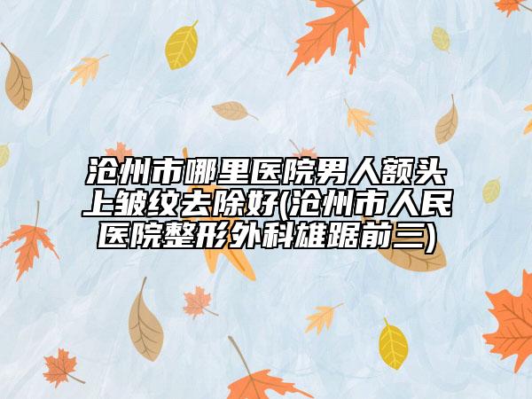 滄州市哪里醫(yī)院男人額頭上皺紋去除好(滄州市人民醫(yī)院整形外科雄踞前三)