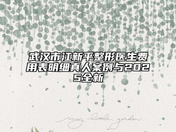 武漢市江新平整形醫(yī)生費用表明細真人案例與2025全新