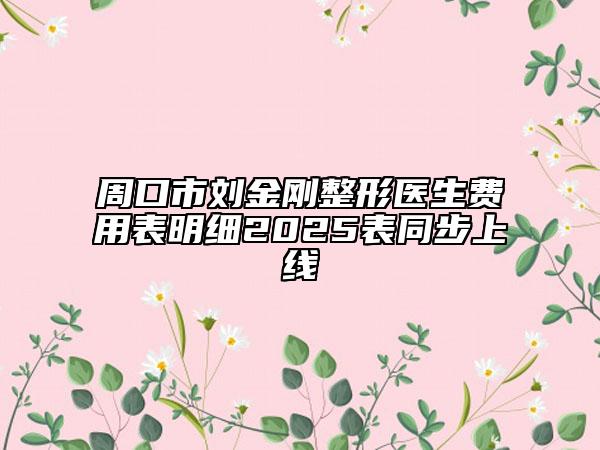 周口市劉金剛整形醫(yī)生費(fèi)用表明細(xì)2025表同步上線