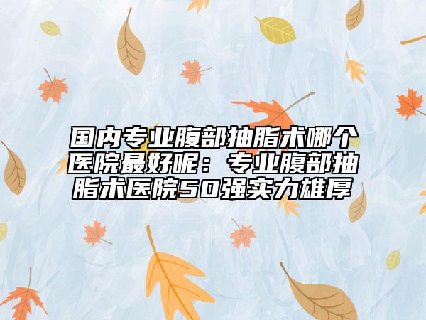 國內(nèi)專業(yè)腹部抽脂術(shù)哪個醫(yī)院最好呢：專業(yè)腹部抽脂術(shù)醫(yī)院50強實力雄厚