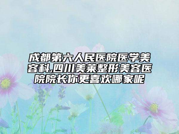 成都第六人民醫(yī)院醫(yī)學(xué)美容科,四川美萊整形美容醫(yī)院院長你更喜歡哪家呢