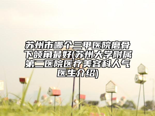 蘇州市哪個三甲醫(yī)院磨骨下頜角最好(蘇州大學附屬第二醫(yī)院醫(yī)療美容科人氣醫(yī)生介紹)