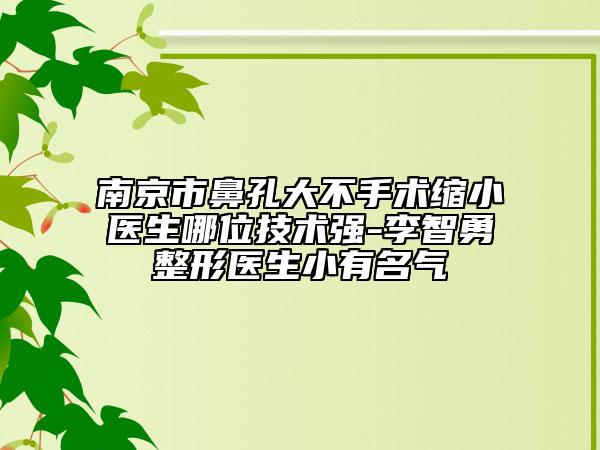 南京市鼻孔大不手術(shù)縮小醫(yī)生哪位技術(shù)強-李智勇整形醫(yī)生小有名氣