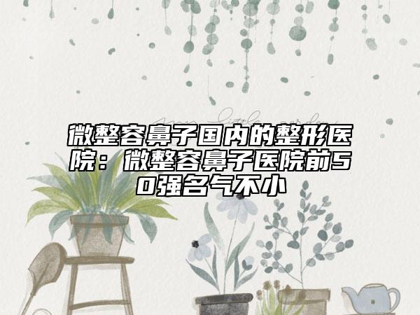 微整容鼻子國內(nèi)的整形醫(yī)院：微整容鼻子醫(yī)院前50強(qiáng)名氣不小
