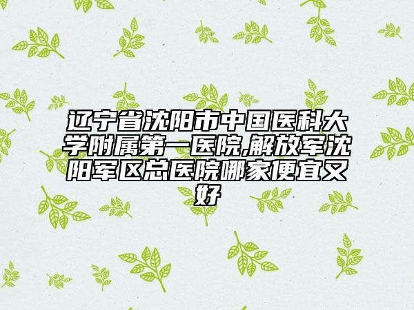遼寧省沈陽市中國醫(yī)科大學(xué)附屬第一醫(yī)院,解放軍沈陽軍區(qū)總醫(yī)院哪家便宜又好