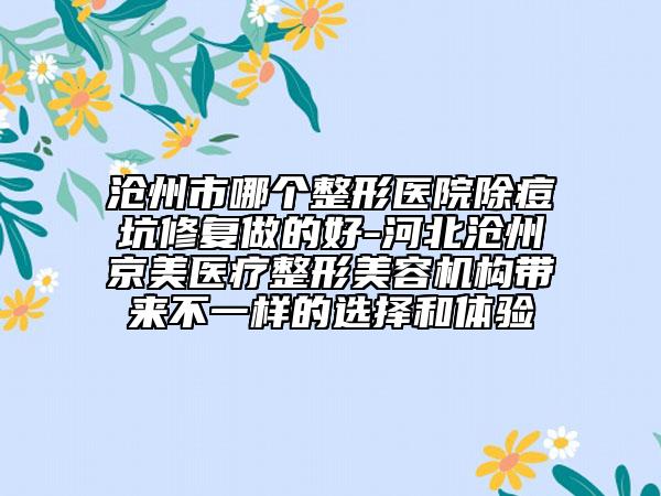 滄州市哪個(gè)整形醫(yī)院除痘坑修復(fù)做的好-河北滄州京美醫(yī)療整形美容機(jī)構(gòu)帶來不一樣的選擇和體驗(yàn)
