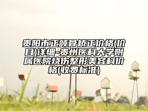 貴陽市正頜骨矯正價格(價目)詳細-貴州醫(yī)科大學附屬醫(yī)院燒傷整形美容科價格(收費標準)
