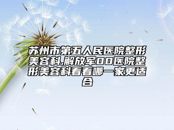 蘇州市第五人民醫(yī)院整形美容科,解放軍00醫(yī)院整形美容科看看哪一家更適合