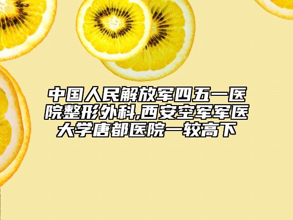 中國(guó)人民解放軍四五一醫(yī)院整形外科,西安空軍軍醫(yī)大學(xué)唐都醫(yī)院一較高下