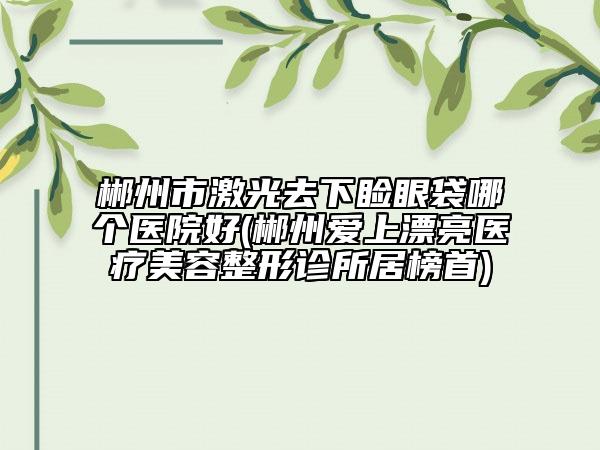 郴州市激光去下瞼眼袋哪個醫(yī)院好(郴州愛上漂亮醫(yī)療美容整形診所居榜首)