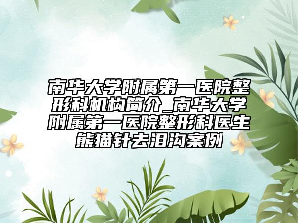 南華大學(xué)附屬第一醫(yī)院整形科機(jī)構(gòu)簡(jiǎn)介_南華大學(xué)附屬第一醫(yī)院整形科醫(yī)生熊貓針去淚溝案例