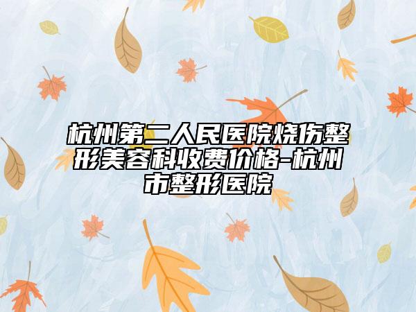 杭州第二人民醫(yī)院燒傷整形美容科收費價格-杭州市整形醫(yī)院