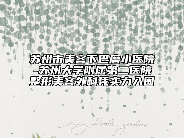 蘇州市美容下巴磨小醫(yī)院-蘇州大學(xué)附屬第二醫(yī)院整形美容外科憑實(shí)力入圍