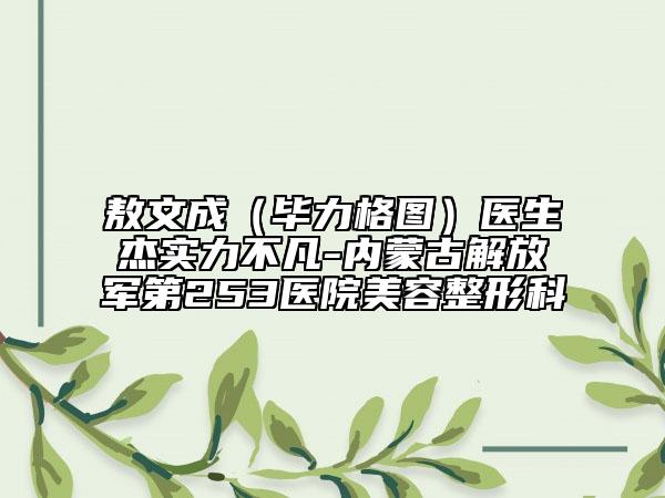 敖文成（畢力格圖）醫(yī)生杰實力不凡-內蒙古解放軍第253醫(yī)院美容整形科