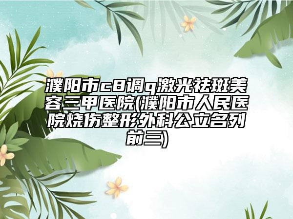濮陽市c8調(diào)q激光祛斑美容三甲醫(yī)院(濮陽市人民醫(yī)院燒傷整形外科公立名列前三)