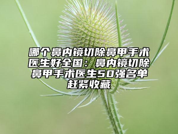 哪個(gè)鼻內(nèi)鏡切除鼻甲手術(shù)醫(yī)生好全國(guó)：鼻內(nèi)鏡切除鼻甲手術(shù)醫(yī)生50強(qiáng)名單趕緊收藏