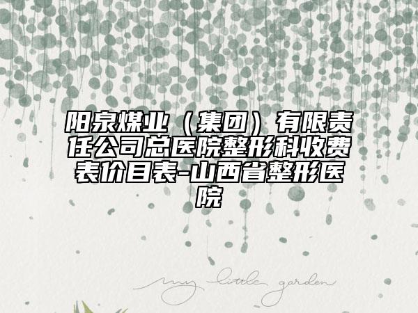 陽(yáng)泉煤業(yè)（集團(tuán)）有限責(zé)任公司總醫(yī)院整形科收費(fèi)表價(jià)目表-山西省整形醫(yī)院
