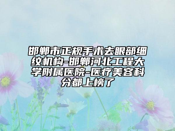 邯鄲市正規(guī)手術(shù)去眼部細(xì)紋機(jī)構(gòu)-邯鄲河北工程大學(xué)附屬醫(yī)院-醫(yī)療美容科分都上榜了
