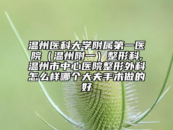 溫州醫(yī)科大學(xué)附屬第一醫(yī)院（溫州附一）整形科,溫州市中心醫(yī)院整形外科怎么樣哪個(gè)大夫手術(shù)做的好