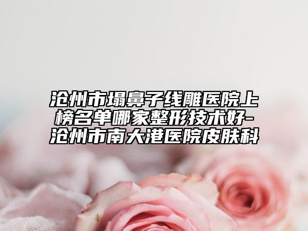 滄州市塌鼻子線雕醫(yī)院上榜名單哪家整形技術(shù)好-滄州市南大港醫(yī)院皮膚科